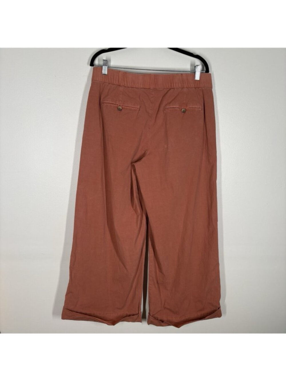 American Eagle Women 10 Terracotta Stretch Poplin Wide Leg Trouser Pants - Picture 9 of 14
